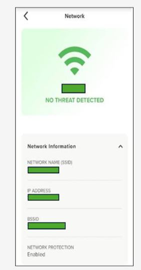 Network verification screen — no threat detected