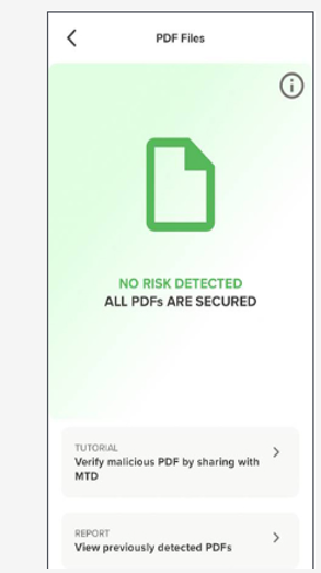 PDF scan screen — all PDFs are secured