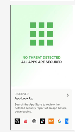 Safe apps screen — all apps are secured