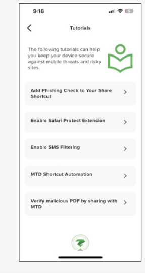 In-app tutorials list